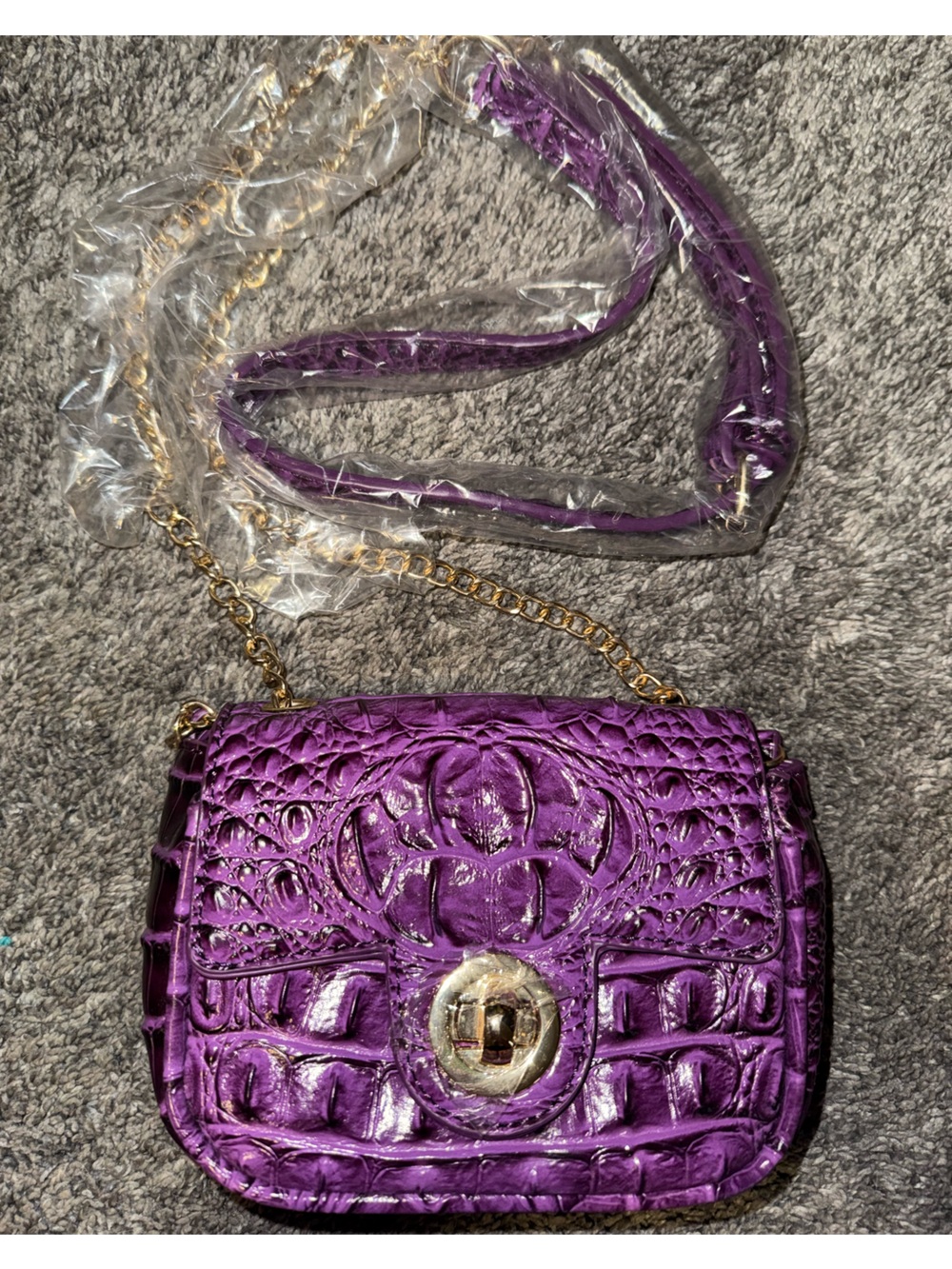 NWOT Purple Croc-Embossed Turn-Lock Crossbody/shoulder Bag